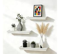 Ensemble de planches murales - Étagères suspendues - Pour présenter des objets de décoration - Bord surélevé - 30/36/42 cm - Blanc
