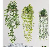 Ensemble de plantes artificielles 3 pièces, couronne de vigne, décoration d'intérieur et d'extérieur, verte, pour balcon ou mur
