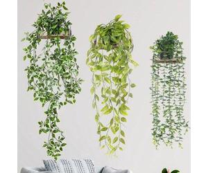 Ensemble de plantes artificielles 3 pièces, couronne de vigne, décoration d'intérieur et d'extérieur, verte, pour balcon ou mur