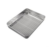 Ensemble de plaque de cuisson en acier inoxydable et grille de refroidissement pour four, antirouille et passe au lave-vaisselle, parfait pour rôtir la viande et la cuisson (31 x 24 x 5 cm)