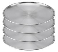 Ensemble de plaques à pizza en acier inoxydable - 4 pièces - Rondes - 26 cm - Pour four et pour une utilisation en extérieur