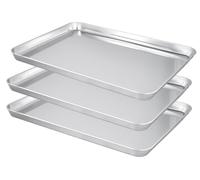 Ensemble de plaques de cuisson, 3 pièces, en acier inoxydable, 40,5 x 30,5 cm, antiadhésives, compatibles avec le lave-vaisselle