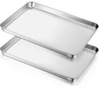 Ensemble de plaques de cuisson - Acier inoxydable - Pour cuire et rôtir - Lavable au lave-vaisselle - 31x24 cm - Argenté