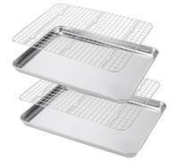 Ensemble de plaques de cuisson en acier inoxydable, 4 pièces, dimensions 40,5 x 30,5 cm, avec grilles de refroidissement
