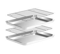 Ensemble de plaques de cuisson, plaque de cuisson et grille [2 feuilles + 2 grille], plateaux de cuisson en acier inoxydable antiadhésifs, grands plateaux de four professionnels pour la cuisine, 40,5