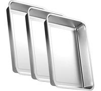 Ensemble de plaques de cuisson - Plaques et moules pour four - Pour la cuisson et la rôtisserie - Acier inoxydable de haute qualité - 3 pièces de 40x30 cm - Argenté