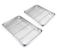 Ensemble de plaques de cuisson rectangulaires en acier inoxydable, 4 pièces, dimensions 32 x 25 cm