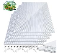 Ensemble de plaques en polycarbonate Ikodm, 28 pièces, 4 mm d'épaisseur, transparentes, 0,6 kg/m², pour serre, toit et terrasse, comprenant 50 clips de 50 W et 50 clips en forme de Z en acier inoxydab