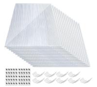 Ensemble de plaques en polycarbonate Ikodm, 42 pièces, 4 mm d'épaisseur, transparentes, 0,6 kg/m², pour serre, toit et terrasse, comprenant 50 clips de 50 W et 50 clips en forme de Z, en acier inoxyda