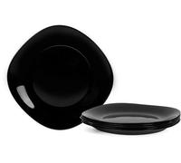 Ensemble de plats carrés noirs, brillants, de 25,4 cm de côté, à quatre places, adaptés au lave-vaisselle et au micro-ondes