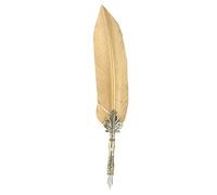 Ensemble de plumes 1,0 mm, outil d’écriture de calligraphie avec 5 pointes et support, boîte cadeau rétro pour étudiants et artistes, comprend une bougie et une bouteille d’encre (Or coupé)