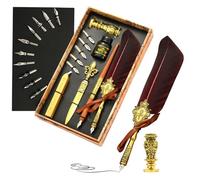 Ensemble de plumes d'oie vintage | Ensemble de plumes d'oie Antique Calligraphie Dip Pen avec encre | Kit de plumes d'oie comprenant le trempage plume, l'encre, les pointes de rechange, les bâtons de