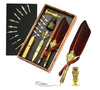 Ensemble de plumes d'oie vintage | Stylo plume antique pour écrire | Kit de cachet de cire amélioré avec pointes de rechange, stylo vintage Signature Pen Coffret cadeau