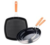 Ensemble de poêles : 2 poêles + une friteuse, en aluminium forgé, compatible induction
