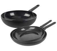 Ensemble de poêles Cookinglife Black Cera 3 pièces - Wok ø 28 cm + poêles ø 24 & 28 cm - compatible avec toutes les sources de chaleur - revêtement antiadhésif en céramique