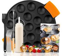 Ensemble de poêles pour "poffertjes" - Mini-poêles à crêpes - Pour cuire des "poffertjes" - Poêle en fonte - 19 pièces - Noir