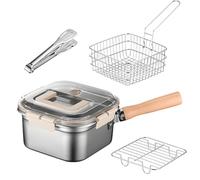 Ensemble de poêles pour une friture plus profonde, ensemble complet avec couverture, revêtement sans offre, résistant à la chaleur, parfait pour la friture maison, cuisine facile et saine, durable et