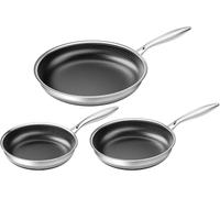 Ensemble de poêles Profi, 20 + 24 + 28 cm, compatible induction, revêtement antiadhésif en céramique titane avec structure alvéolaire, résistant au four, sans , adapté à tous les types de plaques de c
