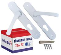Ensemble de poignée de porte avec plaque de recouvrement – Blanc / 72 mm / pour serrure à cylindre - Coffret de plaque de recouvrement - Ensemble de poignée de porte pour portes intérieures