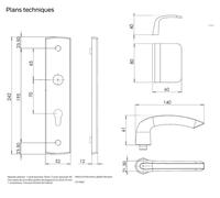 Ensemble de poignées Bricard sur plaque Emust, en acier inoxydable, pour porte d'entrée
