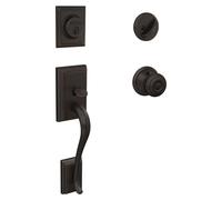 Ensemble de poignées de porte avec bouton, finition bronze antique, cylindre simple