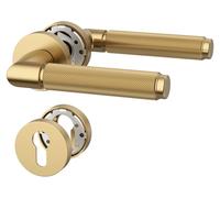 Ensemble de poignées de porte en champagne, avec serrure à cylindre européen, rosace ronde, modèle UK0098