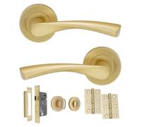 Ensemble de poignées de porte en laiton doré, mécanisme de fermeture pour salle de bain, 115 mm