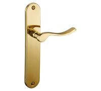 Ensemble de poignées de porte Marianne, à carré, 7 mm, entraxe de 195 mm, en laiton poli