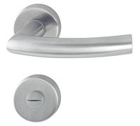 Ensemble de poignées de porte Trondheim avec rosaces, pour toilettes, en acier inoxydable brossé