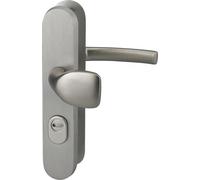 Ensemble de poignées de sécurité palière pour porte d'entrée, béquille et aileron , entr'axes 216mm, anodisé inox - THIRARD