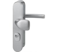 Ensemble de poignées de sécurité palière pour porte d'entrée, béquille et aileron , entr'axes 216mm, anodisé argent - THIRARD