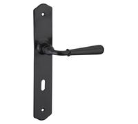 Ensemble de poignées pour porte de chambre Charon trou de arré 7mm, entr'axes 195mm, acier patiné - THIRARD