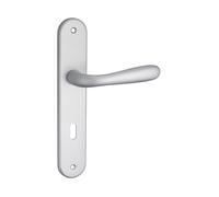 THIRARD - Ensemble de Poignées pour Porte de Chambre Goccia Trou de arré 7 mm - Entr'Axes 195 mm - Chromé Satin - Plaques Aluminium Embouti - Béquilles Aluminium - Gris