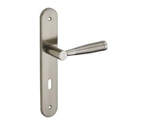 Ensemble de poignées pour porte de chambre - THIRARD - Helios - Carré 7 mm - Entr'axes 195 mm - Nickelé brossé