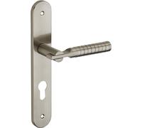 Ensemble de poignées pour porte d'entrée Diane trou de cylindre, carré 7mm, entr'axes 195mm, nickelé brossé - THIRARD