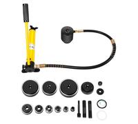 Ensemble de poinçonnage hydraulique - Presse à poinçonner de 15 tonnes - 10 matrices de 16 à 101 mm - Pour acier de 3 mm / acier inoxydable de 2 mm - Acier CR40 - Jaune