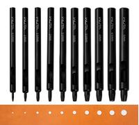 Ensemble de poinçons Lochstanzer, 10 pièces, poinçons ronds, 0,5-5 mm, couleur noire, en acier