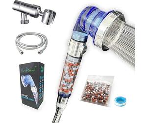 Ensemble de pomme de douche avec filtre ionique - Douche à effet pluie haute pression avec tuyau et filtre - Améliore la qualité de l'eau