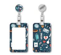 Ensemble de porte-badge d'identité pour personnel médical, comprenant un porte-badge en PVC, un enrouleur rétractable, un mousqueton, une fenêtre transparente et une pince de - Cadeau de rentrée scola