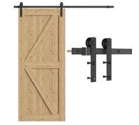 Ensemble de porte coulissante de 202 cm, de couleur noire, pour portes en bois, profil en forme de J