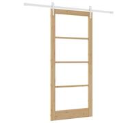 Ensemble de porte coulissante vidaXL avec quincaillerie 93x211 cm en bois massif de pin, Porte intérieure vidaXL avec verre 'ORKDAL'93x211x4 cm en bois massif de pin
