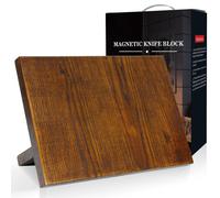 Ensemble de porte-couteaux magnétiques - Bloc à couteaux de cuisine - Boîte cadeau en bois de frêne - Rangement et organisation - 33,8 x 23,5 cm - Marron