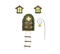 Ensemble de porte et fenêtre de fée pour arbres, décoration de maison de fée miniature en résine pour jardin, cour, extérieur, intérieur, ornements de pelouse enchanteurs pour enfants et adultes