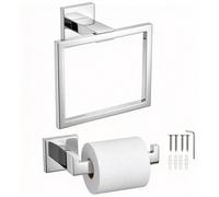 Ensemble de porte-rouleau de papier toilette et de porte-serviette, 2 pièces, en acier inoxydable SUS 304, finition polie