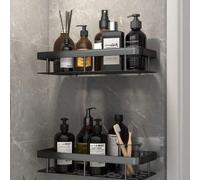 Ensemble de porte-savon de douche adhésif, en une seule pièce avec crochets, sans perçage requis, étagère de rangement montée au mur en acier inoxydable de qualité supérieure pour la salle de bain, la
