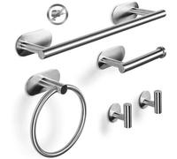 Ensemble de porte-serviettes en acier inoxydable, autocollant, argenté, 5 pièces