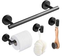 Ensemble de porte-serviettes muraux 4 en 1 noir pour la salle de bains