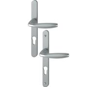 Hoppe Ensemble de porte sur plaque New York Clé I aspect inox F9 ép. 68/77 1810/300LFGL/1810RH