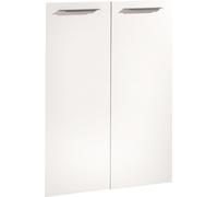 Ensemble de portes - 75 x 105 cm - Blanc brillant - Gris - avec 2 poignées - 2 pièces