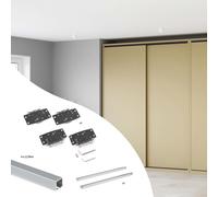 Ensemble de portes coulissantes, 2 portes, système de fermeture douce, rails encastrés, 2,35 mètres, aluminium